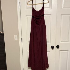 HALARA Burgundy Cowl Neck Maxi Dress